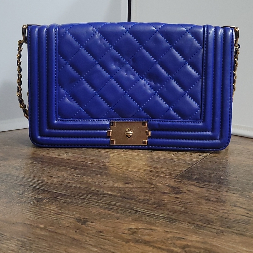 Dasein Blue Quilted Crossbody Purse